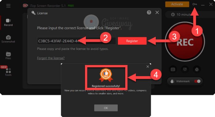 iTop screen recorder Activation Key